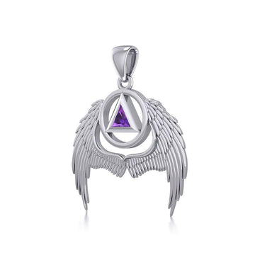 Angel Wings Recovery Silver Pendant with Gemstone TPD5840 - Jewelry